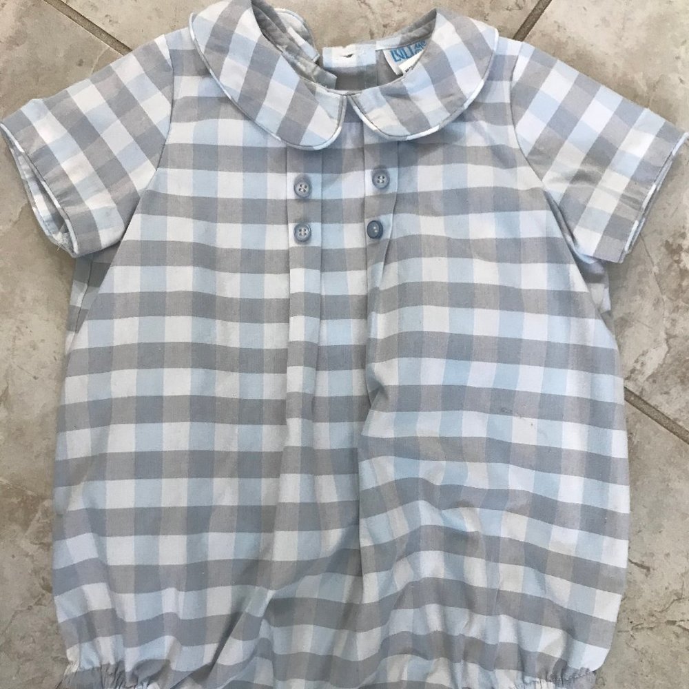 Blue Boy's Checkered Bubble Suit